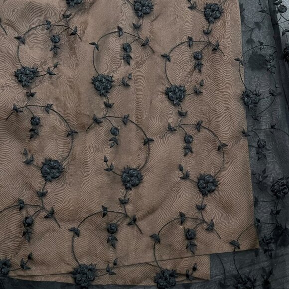 Lucy Agnes Silk Embroidered Sheer Strapless Gown Black M Vampire Witchy Romantic - Picture 6 of 11